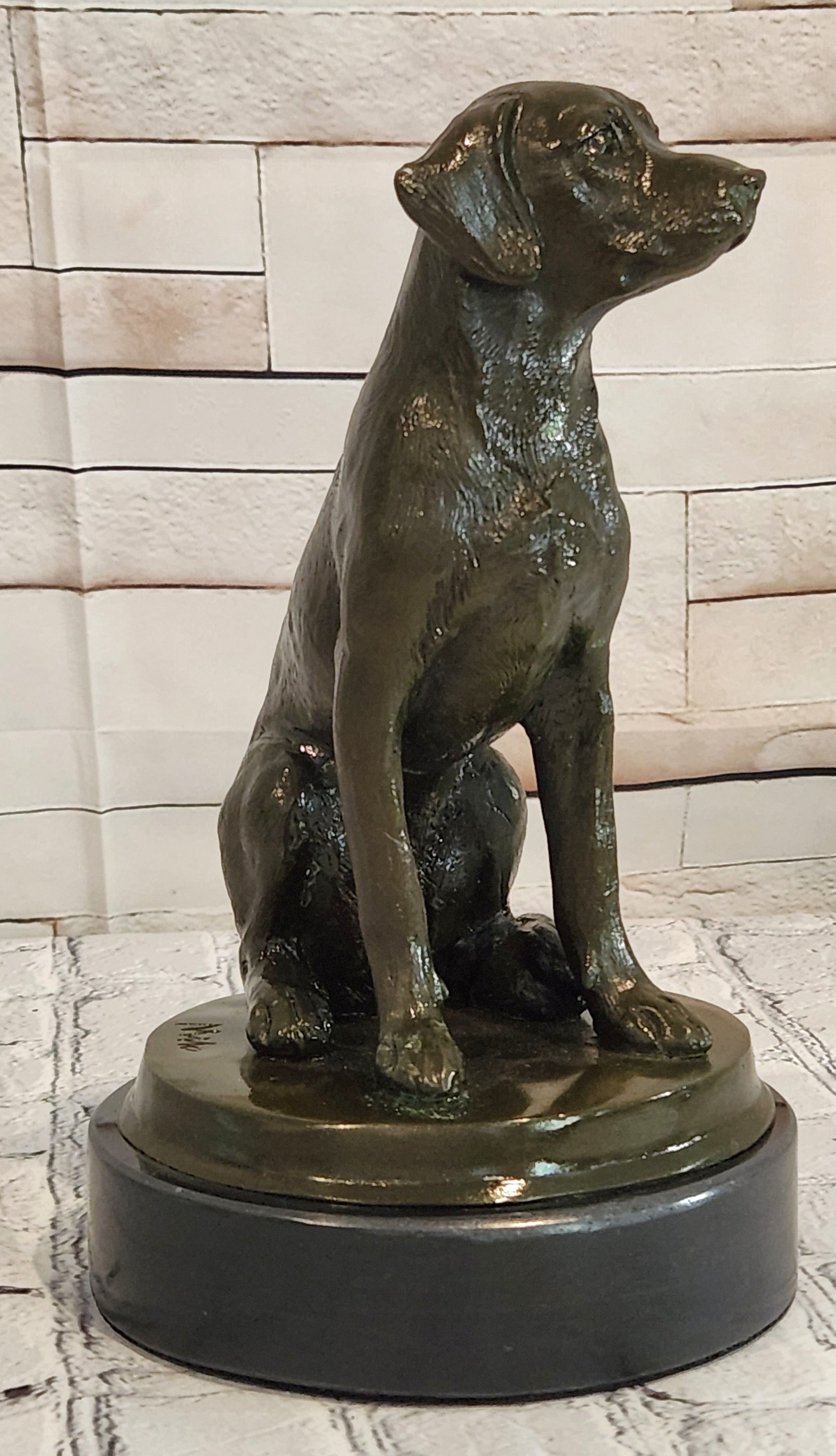 Signed Original Miguel Lopez Labrador Retriever 100% Bronze Sculpture Statue Decor