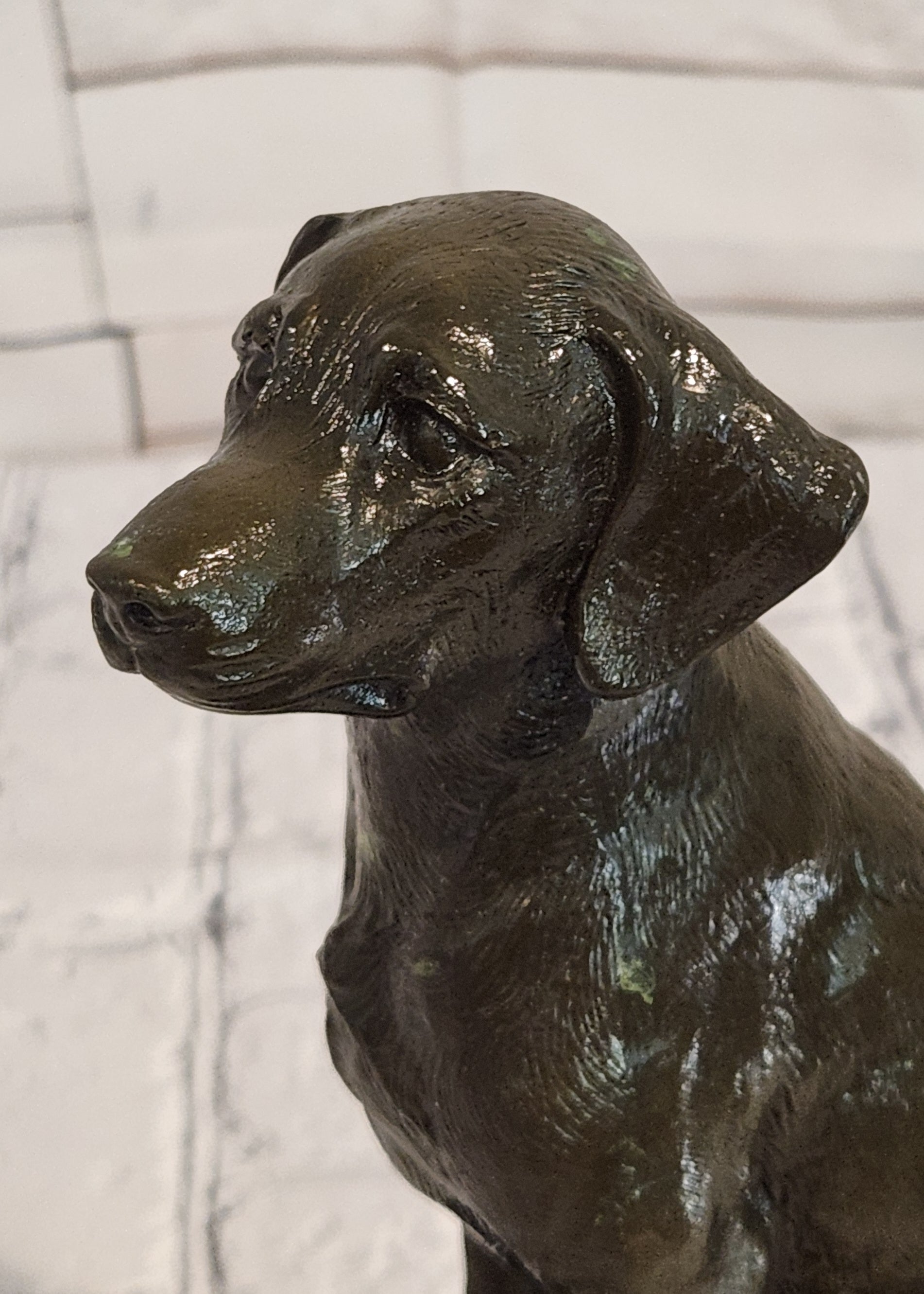 Signed Original Miguel Lopez Labrador Retriever 100% Bronze Sculpture Statue Decor