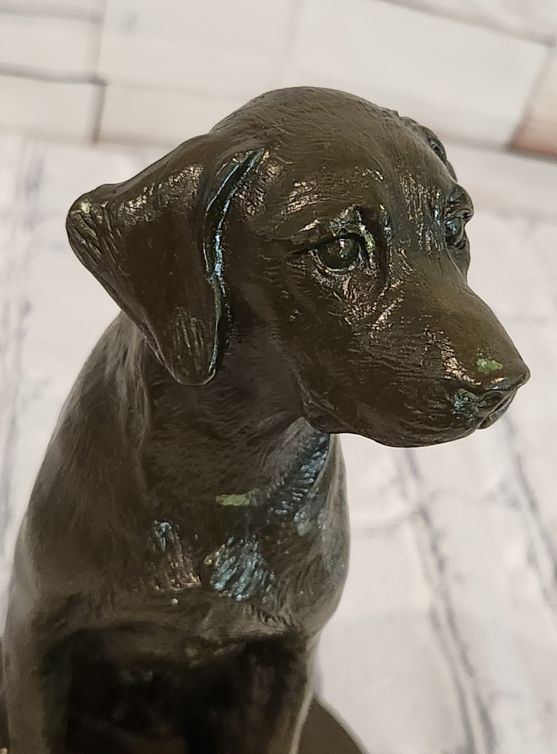 Signed Original Miguel Lopez Labrador Retriever 100% Bronze Sculpture Statue Decor
