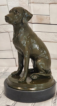 Signed Original Miguel Lopez Labrador Retriever 100% Bronze Sculpture Statue Decor