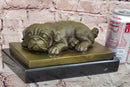 Hand Made British Bulldog 100% Bronze Sculpture Sleepy Dog Statue by Milo