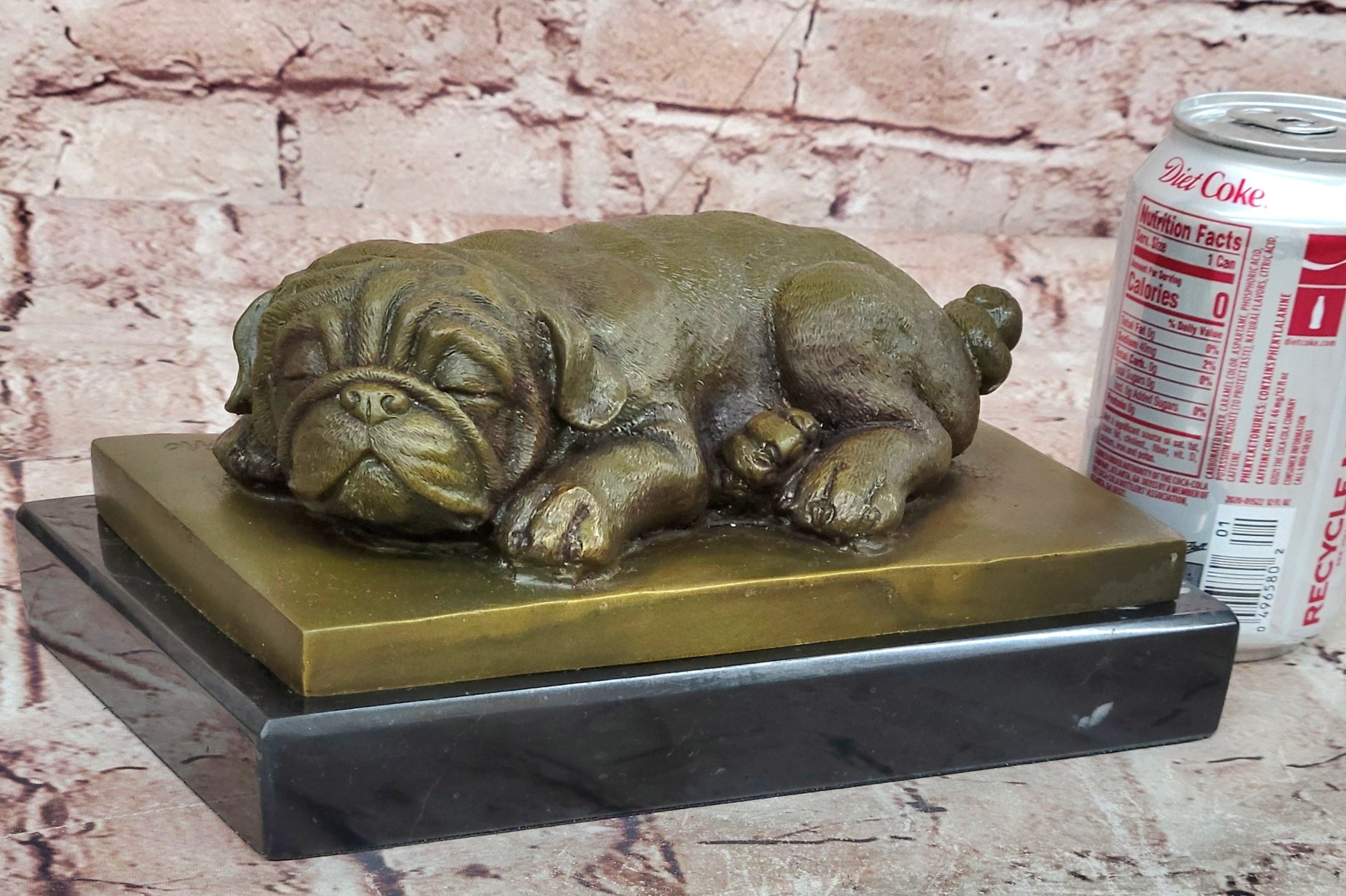 Hand Made British Bulldog 100% Bronze Sculpture Sleepy Dog Statue by Milo