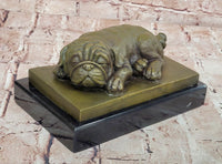 Hand Made British Bulldog 100% Bronze Sculpture Sleepy Dog Statue by Milo