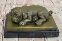 Hand Made British Bulldog 100% Bronze Sculpture Sleepy Dog Statue by Milo