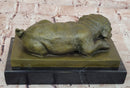 Hand Made British Bulldog 100% Bronze Sculpture Sleepy Dog Statue by Milo