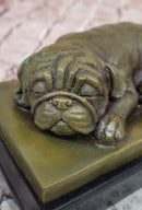Hand Made British Bulldog 100% Bronze Sculpture Sleepy Dog Statue by Milo