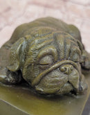 Hand Made British Bulldog 100% Bronze Sculpture Sleepy Dog Statue by Milo