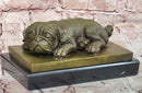 Hand Made British Bulldog 100% Bronze Sculpture Sleepy Dog Statue by Milo