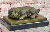 Hand Made British Bulldog 100% Bronze Sculpture Sleepy Dog Statue by Milo