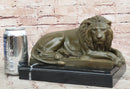 Reclining Lion Bronze Sculpture - Wildlife Symbol Art