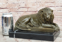 Reclining Lion Bronze Sculpture - Wildlife Symbol Art