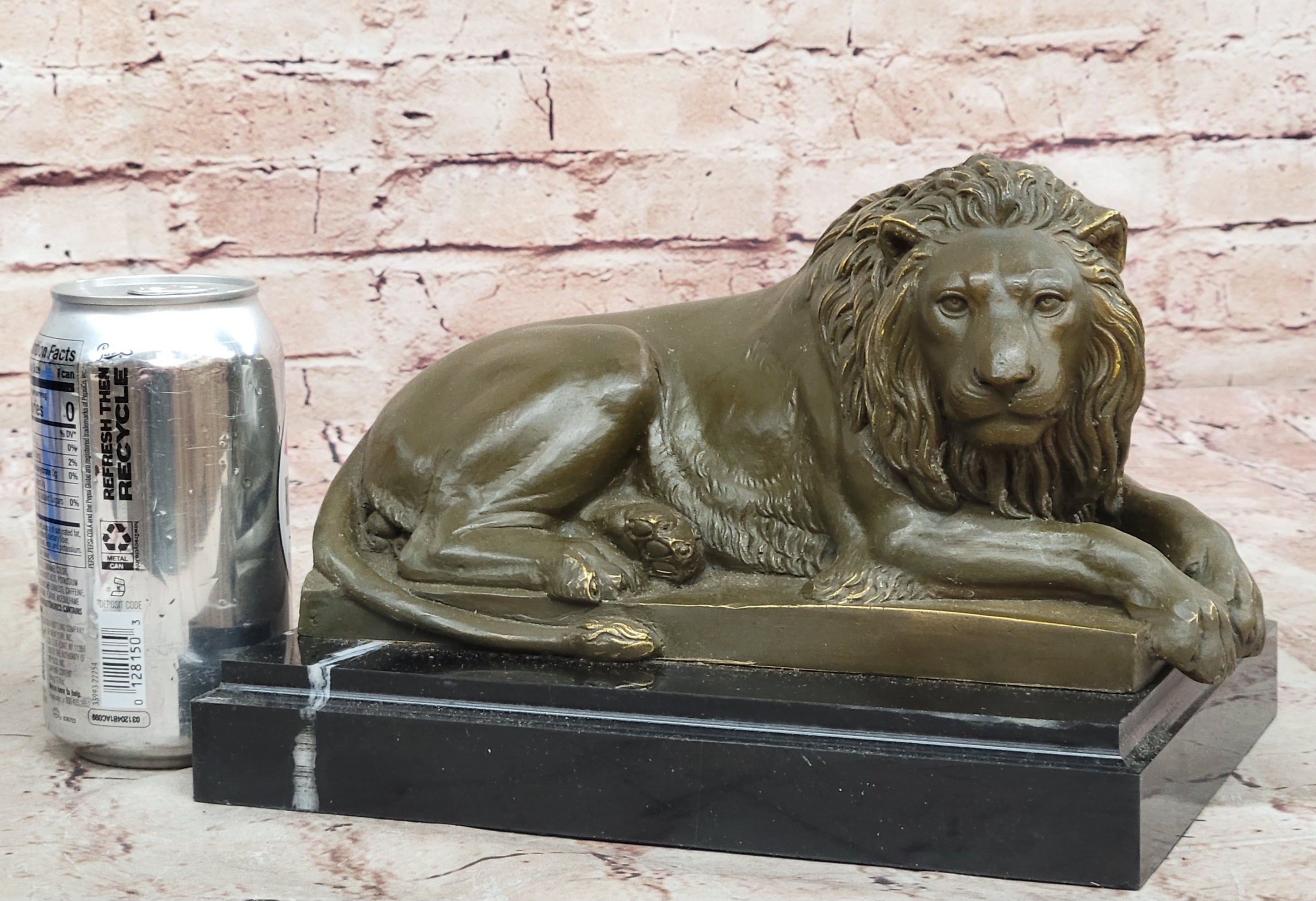 Reclining Lion Bronze Sculpture - Wildlife Symbol Art