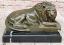 Reclining Lion Bronze Sculpture - Wildlife Symbol Art