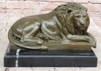 Reclining Lion Bronze Sculpture - Wildlife Symbol Art