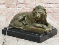 Reclining Lion Bronze Sculpture - Wildlife Symbol Art