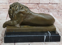 Reclining Lion Bronze Sculpture - Wildlife Symbol Art