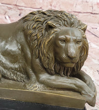 Reclining Lion Bronze Sculpture - Wildlife Symbol Art