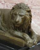 Reclining Lion Bronze Sculpture - Wildlife Symbol Art