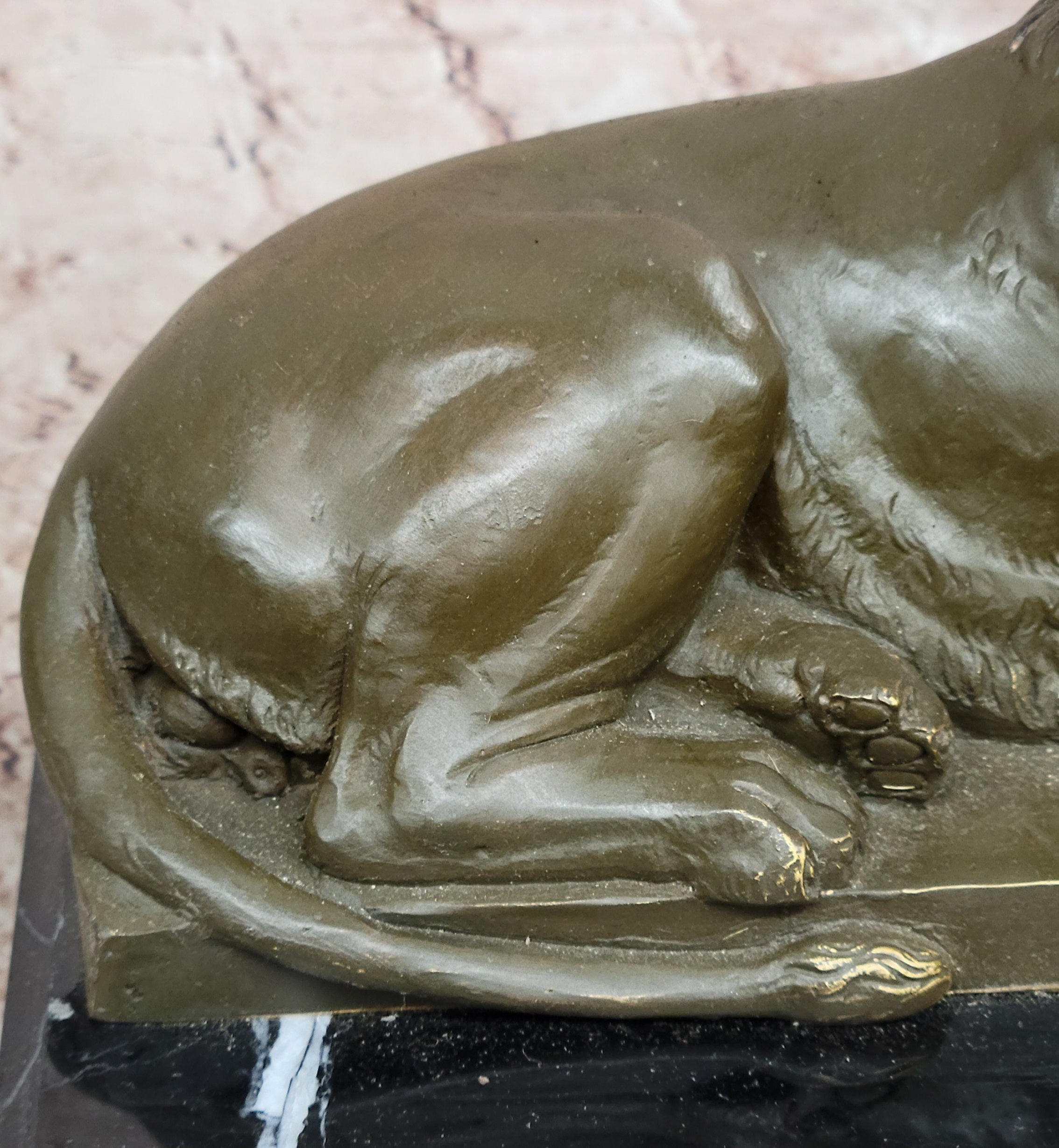 Reclining Lion Bronze Sculpture - Wildlife Symbol Art