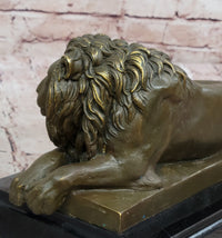 Reclining Lion Bronze Sculpture - Wildlife Symbol Art