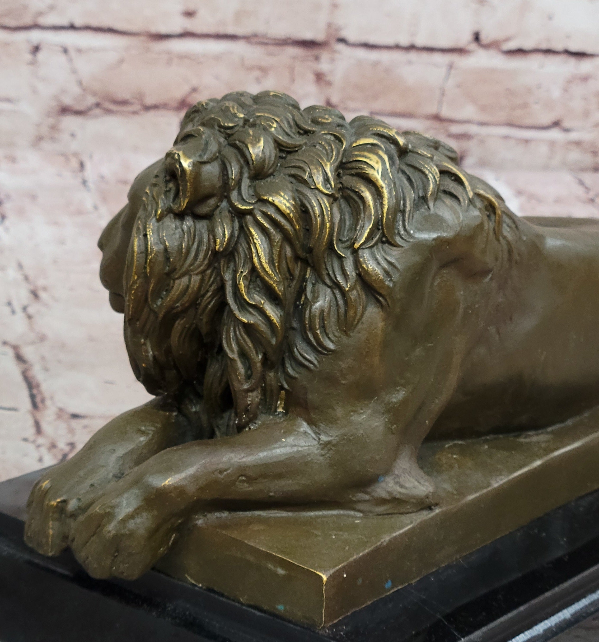 Reclining Lion Bronze Sculpture - Wildlife Symbol Art