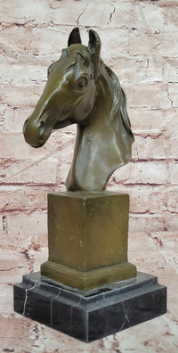 Finest Genuine Bronze Art Horse Head Sculpture Signed Barye Home Decoration