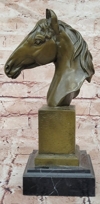 Finest Genuine Bronze Art Horse Head Sculpture Signed Barye Home Decoration