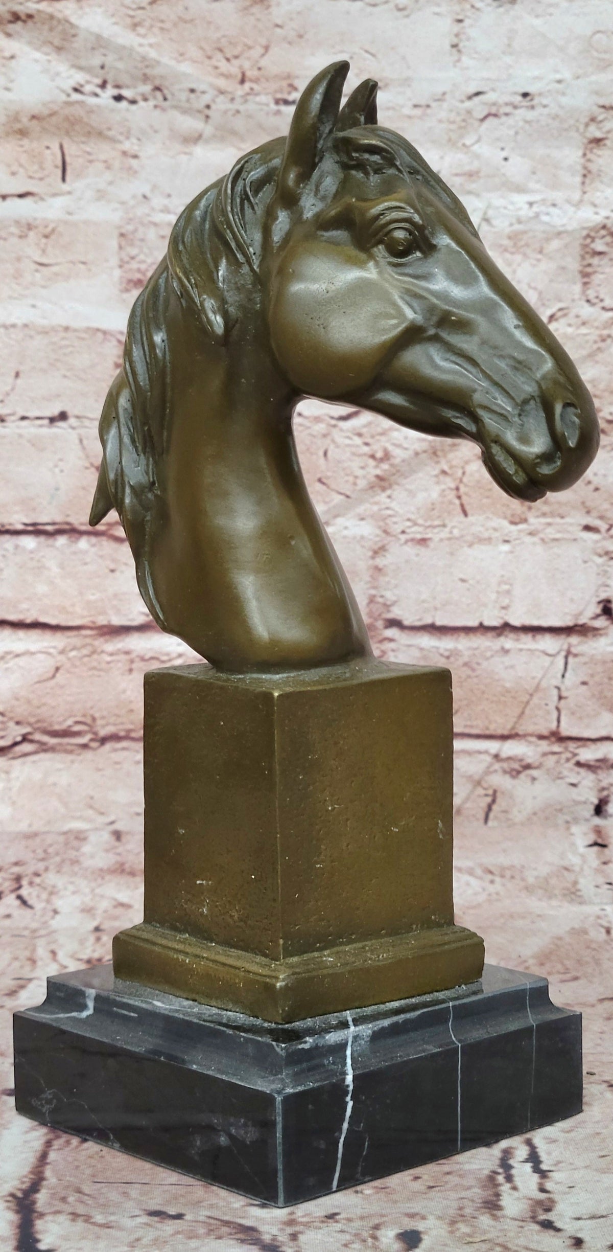 Finest Genuine Bronze Art Horse Head Sculpture Signed Barye Home Decoration