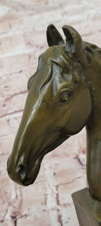 Finest Genuine Bronze Art Horse Head Sculpture Signed Barye Home Decoration
