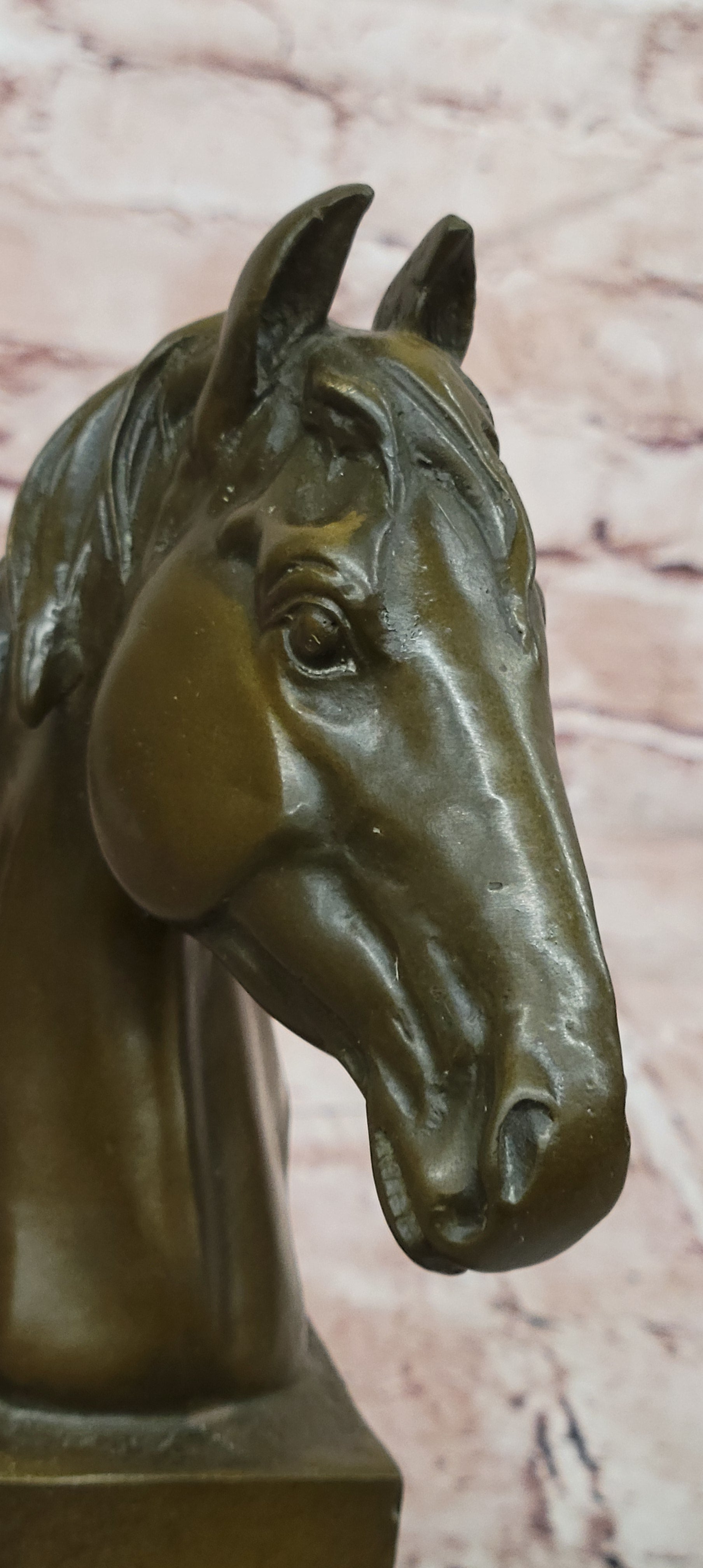 Finest Genuine Bronze Art Horse Head Sculpture Signed Barye Home Decoration