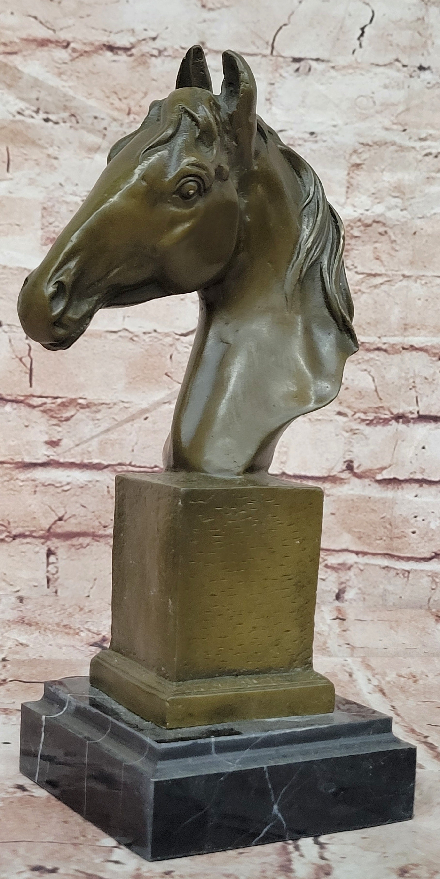 Finest Genuine Bronze Art Horse Head Sculpture Signed Barye Home Decoration
