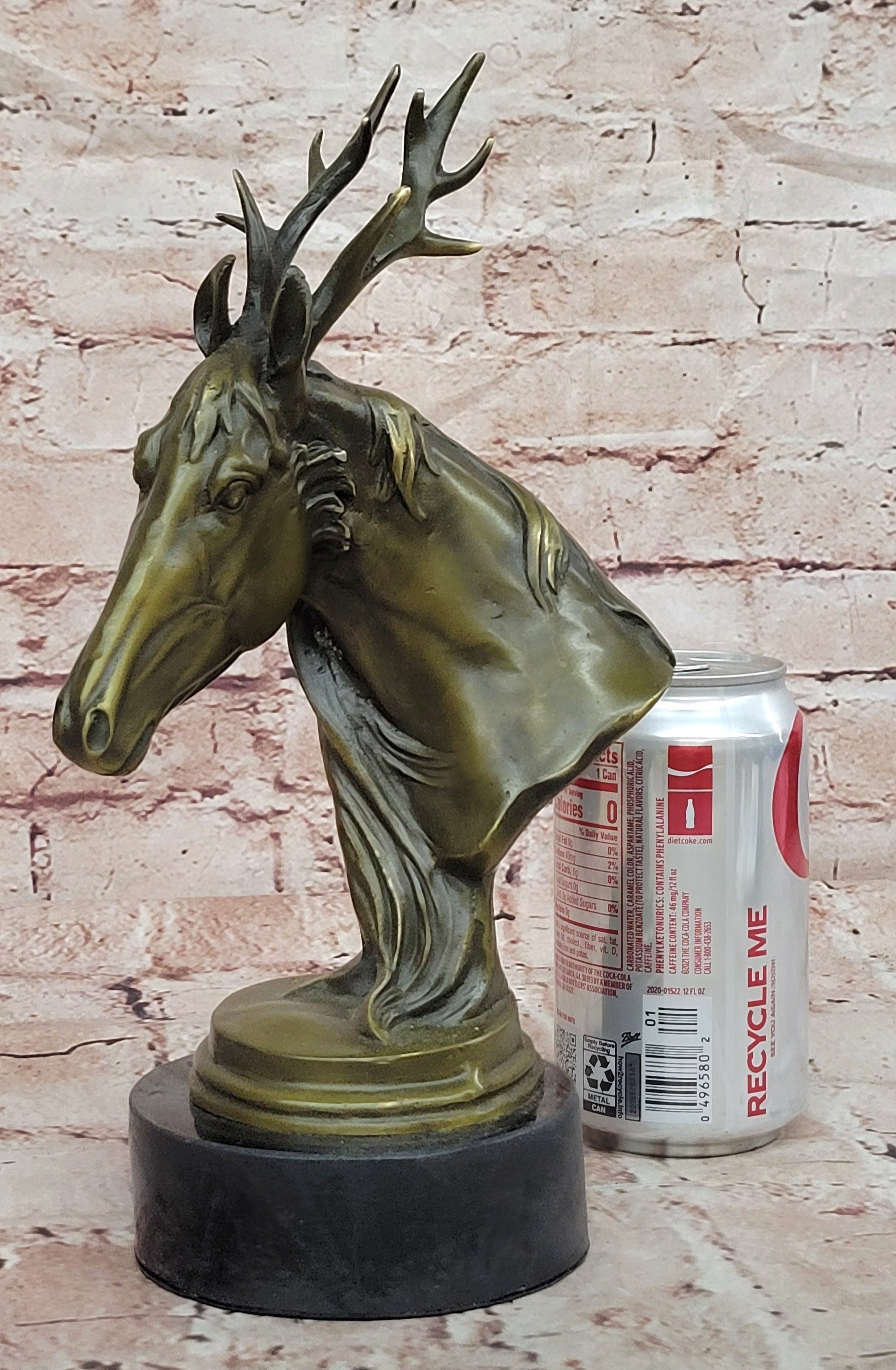 Signed M. Lopez Mythical Stag Horse Genuine Bronze Sculpture Figurine Statue