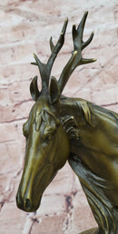 Signed M. Lopez Mythical Stag Horse Genuine Bronze Sculpture Figurine Statue