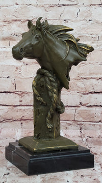 Bronze Horse Head Bust with Rope – Equestrian Sculpture