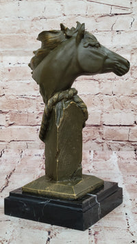 Bronze Horse Head Bust with Rope – Equestrian Sculpture