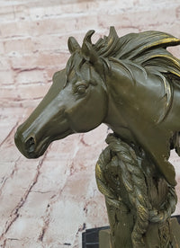 Bronze Horse Head Bust with Rope – Equestrian Sculpture