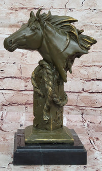 Bronze Horse Head Bust with Rope – Equestrian Sculpture