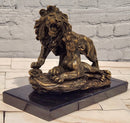 Lion Couple Real Bronze Statue Wildlife Animal Sculpture by A. Barye Statue
