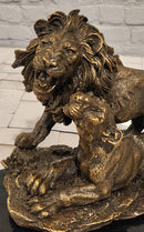 Lion Couple Real Bronze Statue Wildlife Animal Sculpture by A. Barye Statue
