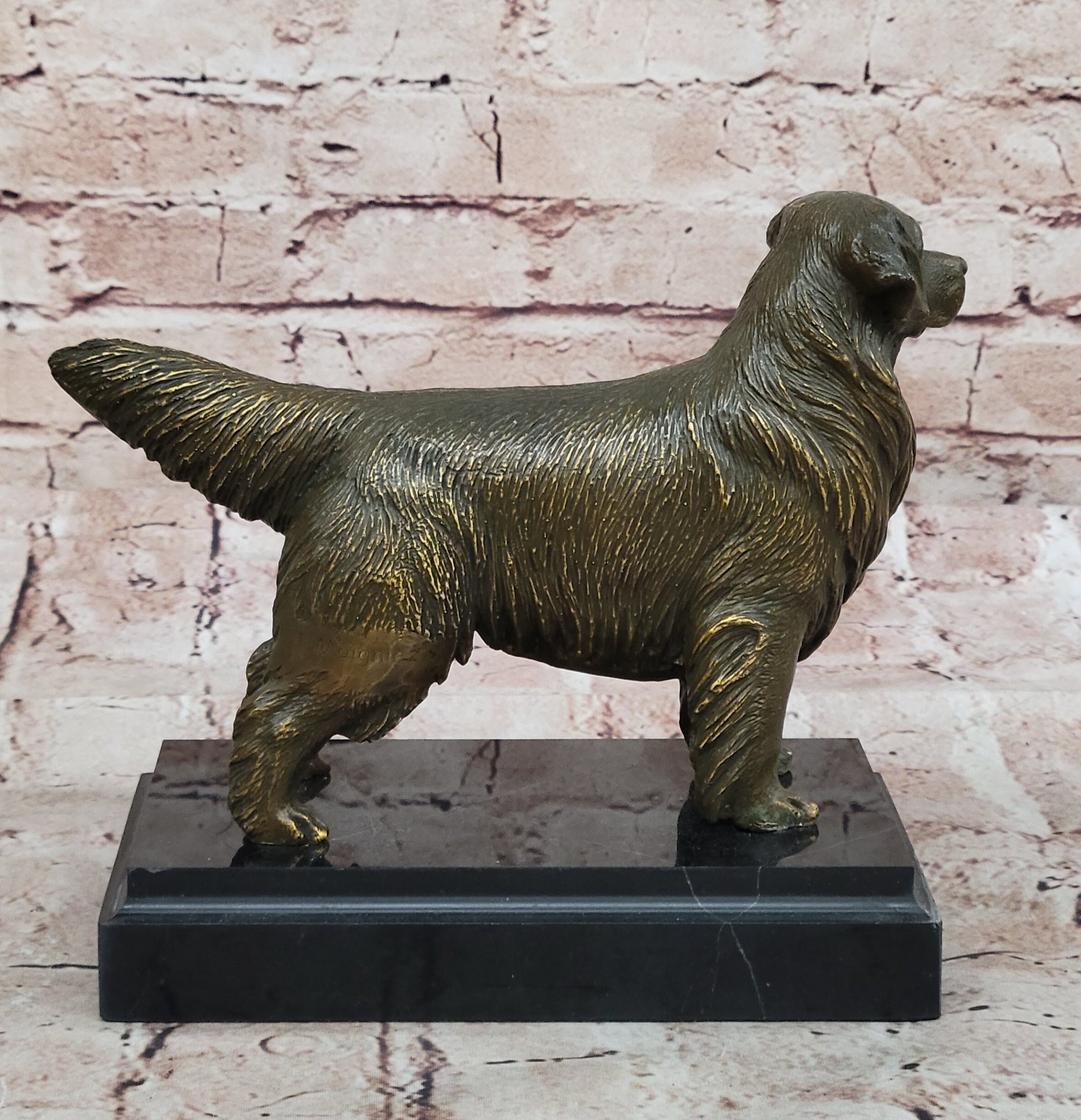 Bronze Golden Retriever Dog Realistic Pet Sculpture