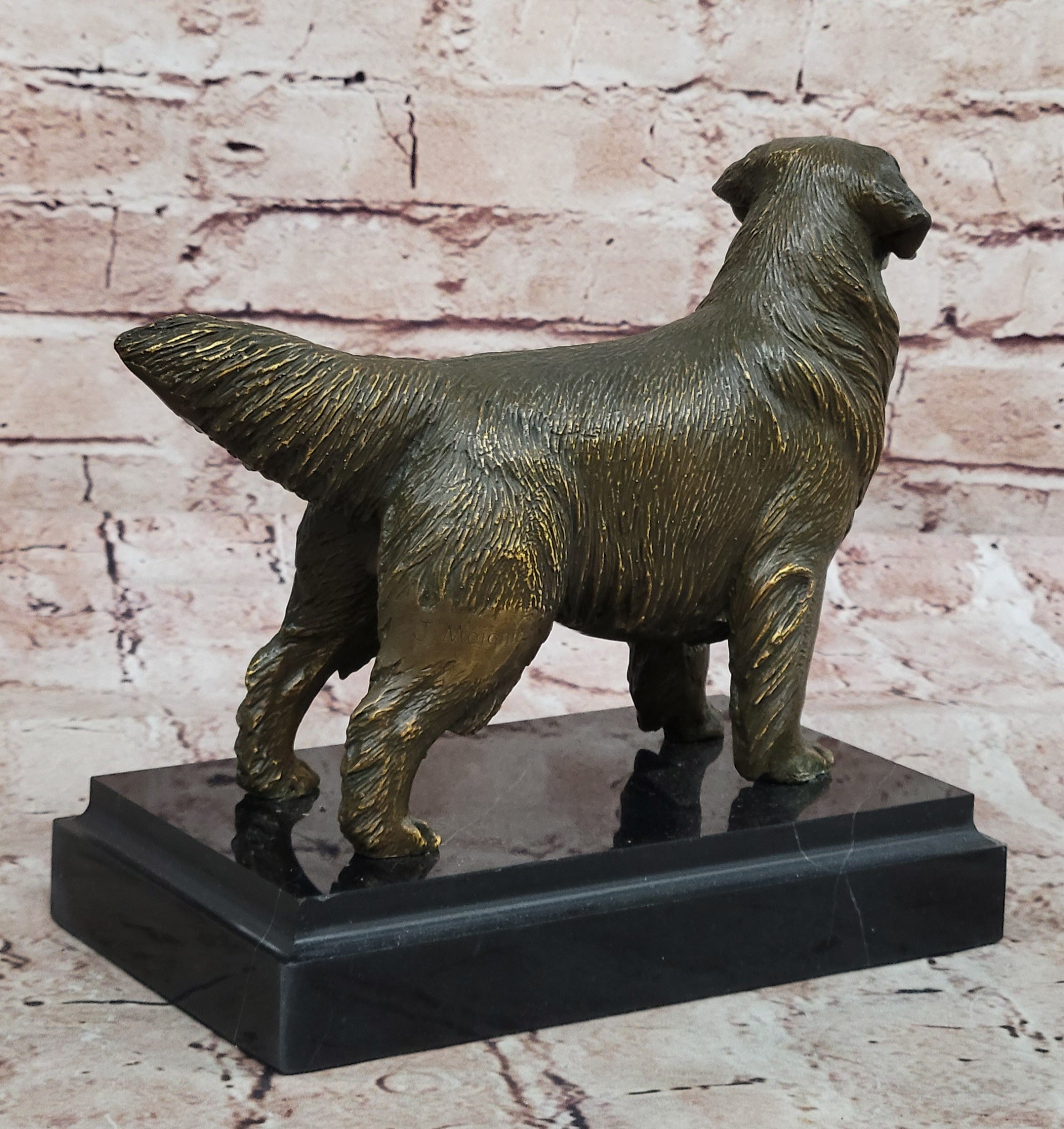 Bronze Golden Retriever Dog Realistic Pet Sculpture