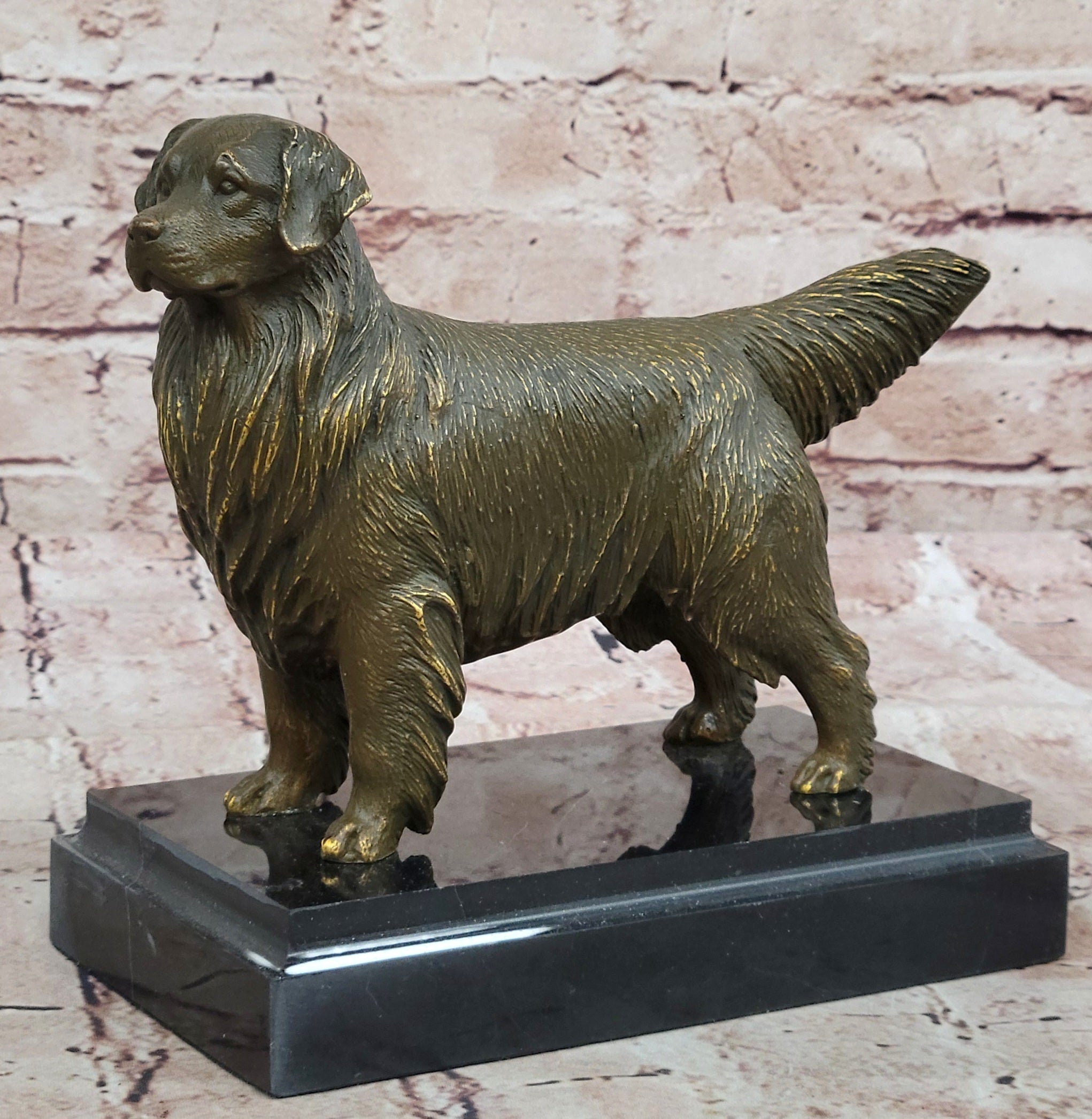 Bronze Golden Retriever Dog Realistic Pet Sculpture