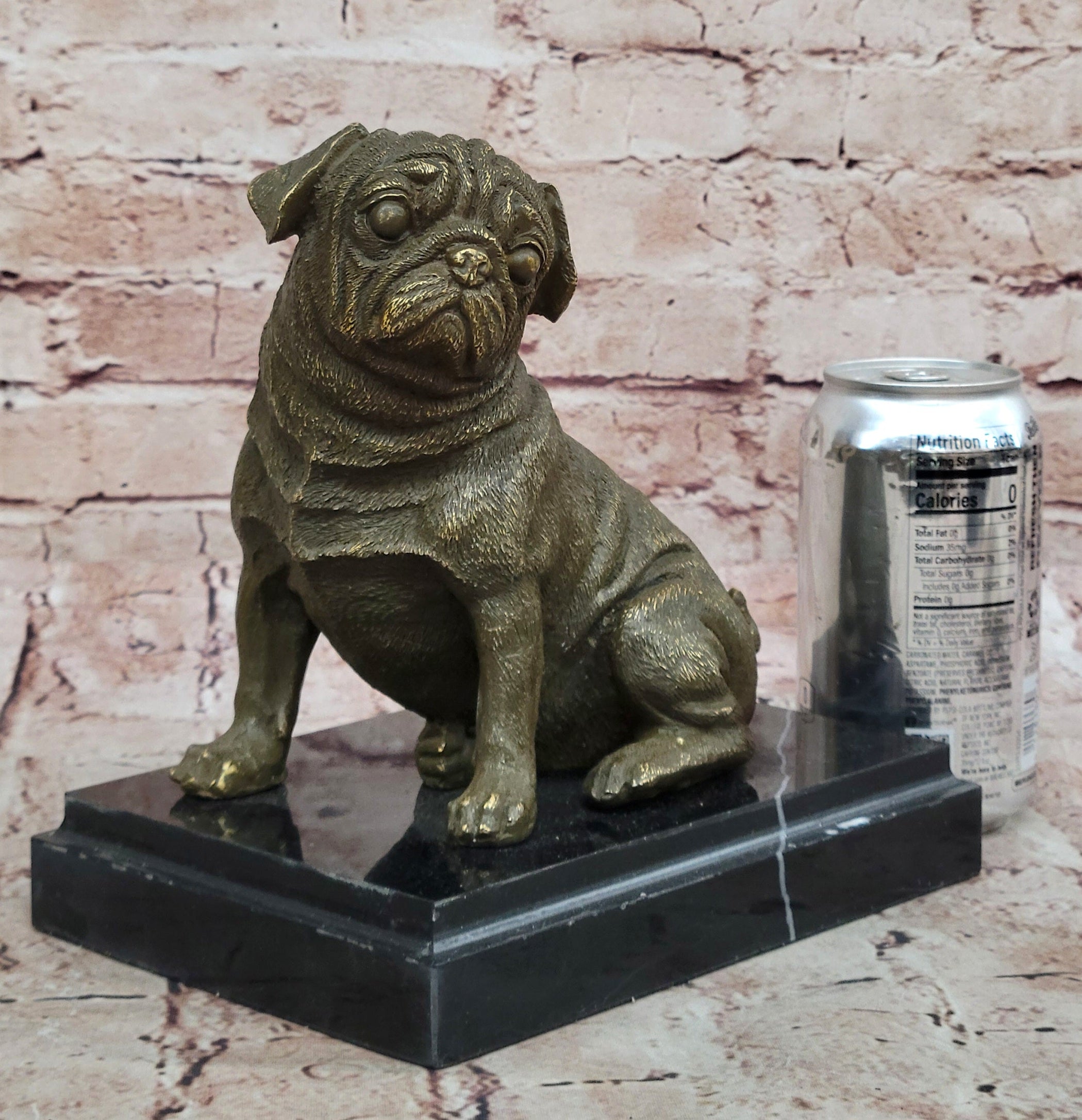 Sitting Pug Bronze - Realistic Dog Breed Art