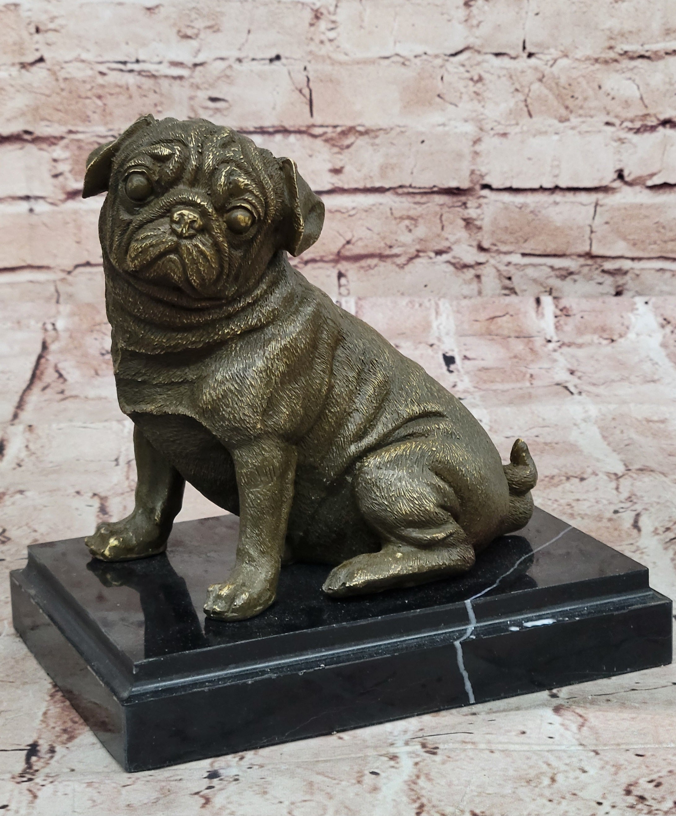 Sitting Pug Bronze - Realistic Dog Breed Art