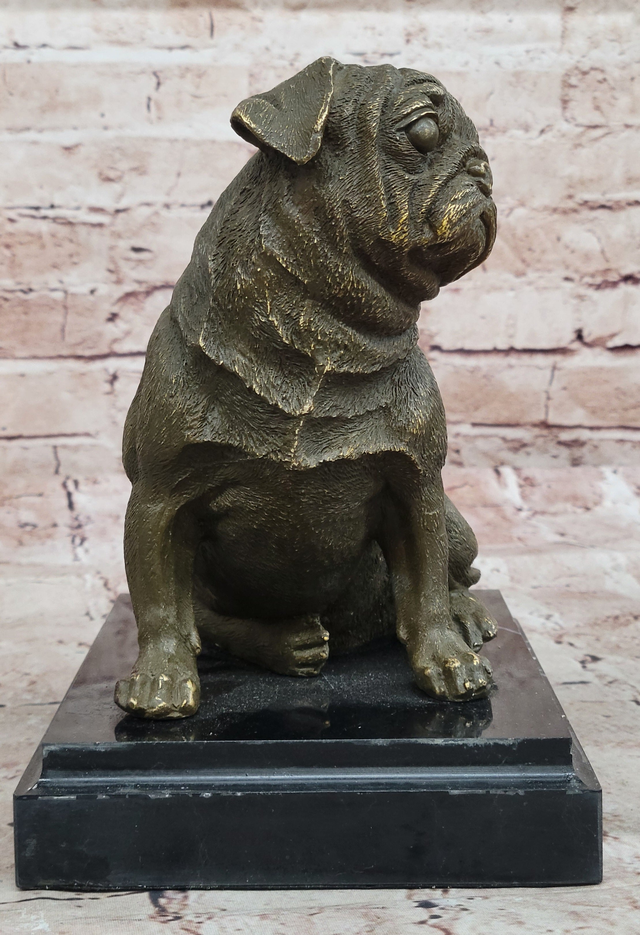 Sitting Pug Bronze - Realistic Dog Breed Art