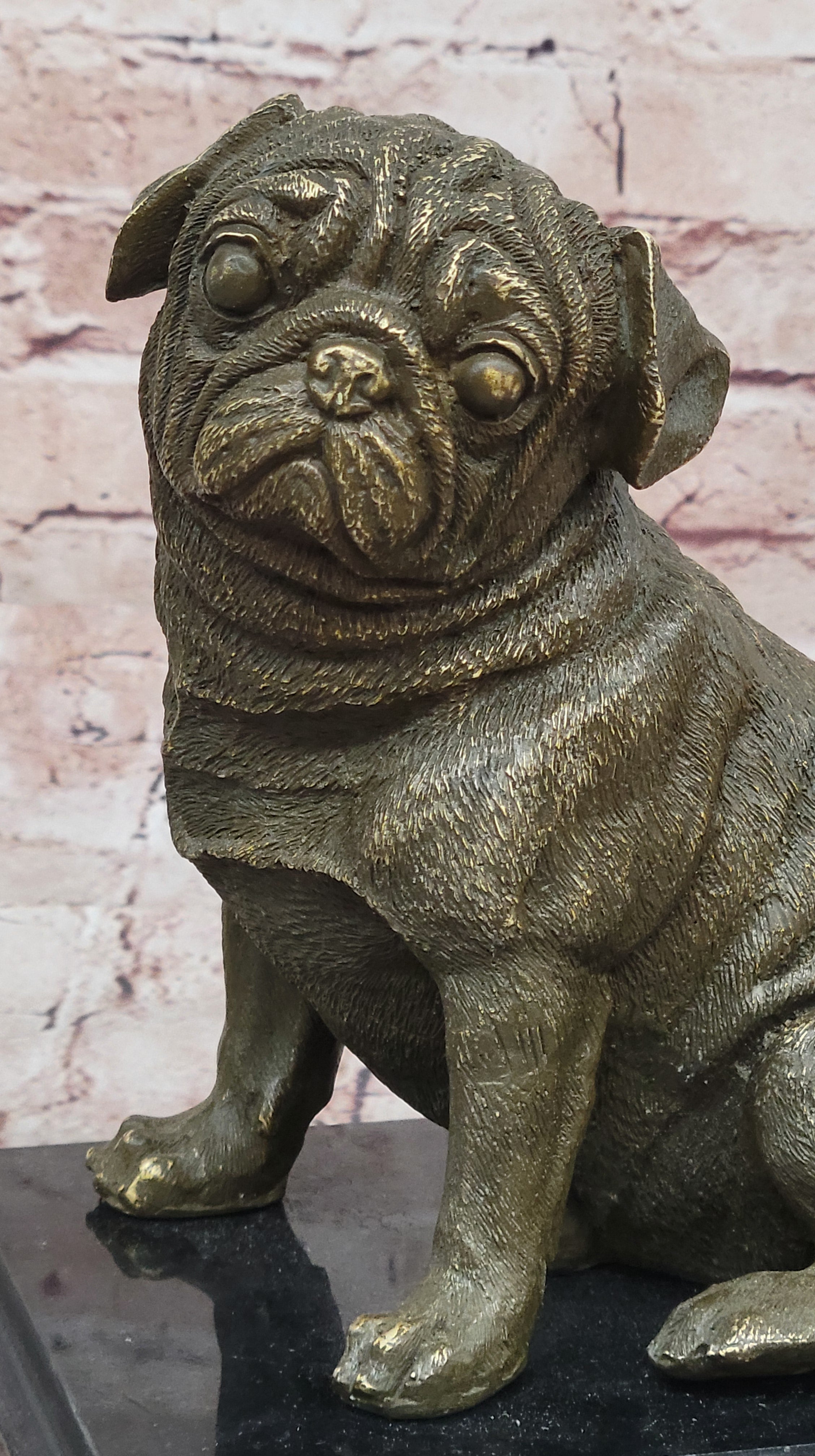 Sitting Pug Bronze - Realistic Dog Breed Art