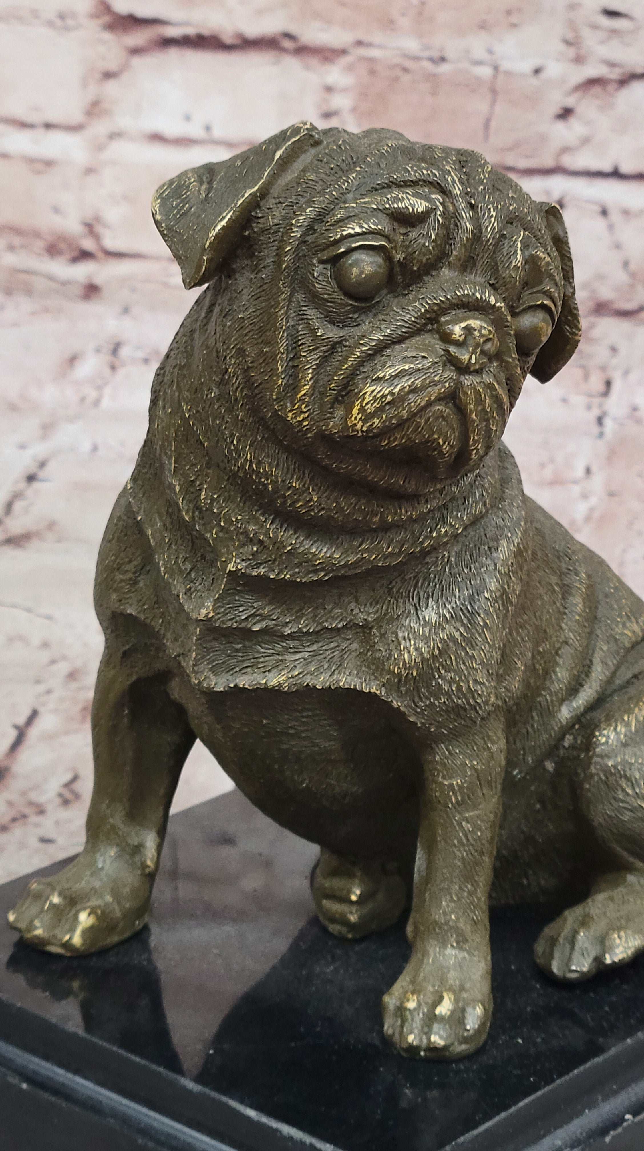 Sitting Pug Bronze - Realistic Dog Breed Art