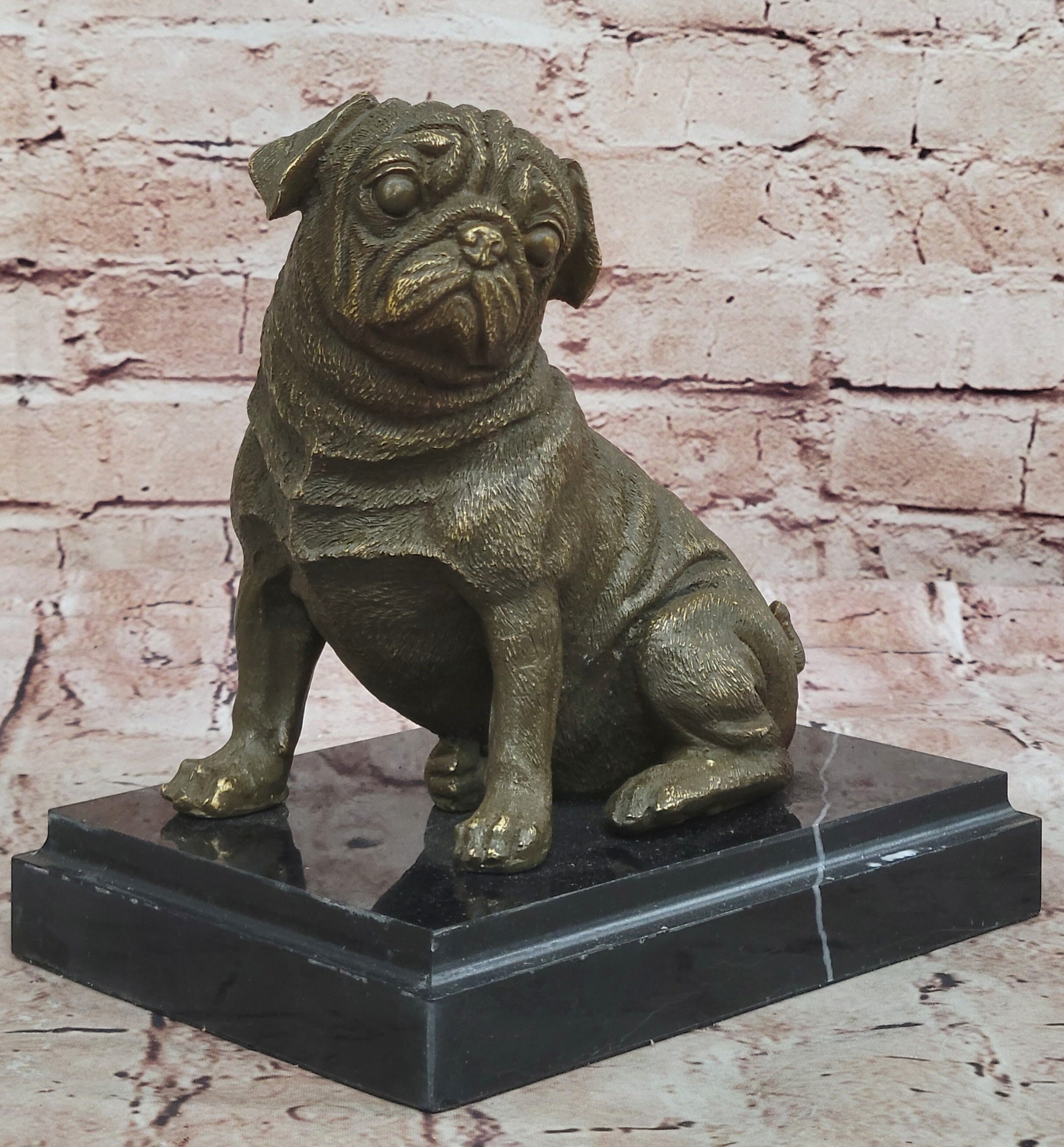 Sitting Pug Bronze - Realistic Dog Breed Art