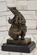 Signed Original Mr Bear Playing Drum Genuine Bronze Sculpture Figurine Statue