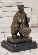 Signed Original Mr Bear Playing Drum Genuine Bronze Sculpture Figurine Statue